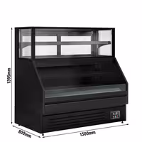 Comptoir vitrine réfrigérée Helsinki - 1500x800mm - 251L - 4 étagères - +2/+8°C - Portes coulissantes vitrées