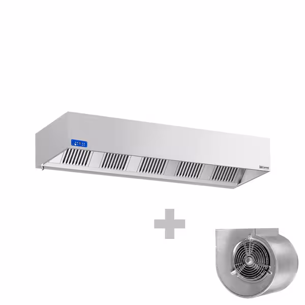Commercial Wall-Mounted Extractor Hood with Motor – 2800mm – with Speed Controller, Baffle Filters & Lighting