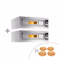 (2 pcs) Electric Deck Pizza Oven - Single Deck - Refractory Stone Deck - 4+4 - Ø 33cm (13") - up to 400°C - Mechanical Controls