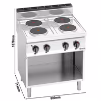 Električni štednjak - Linija 700 - 800x714x1070 mm - 10,4 kW - 4 ploče - samostojeći - otvoreni ormarić