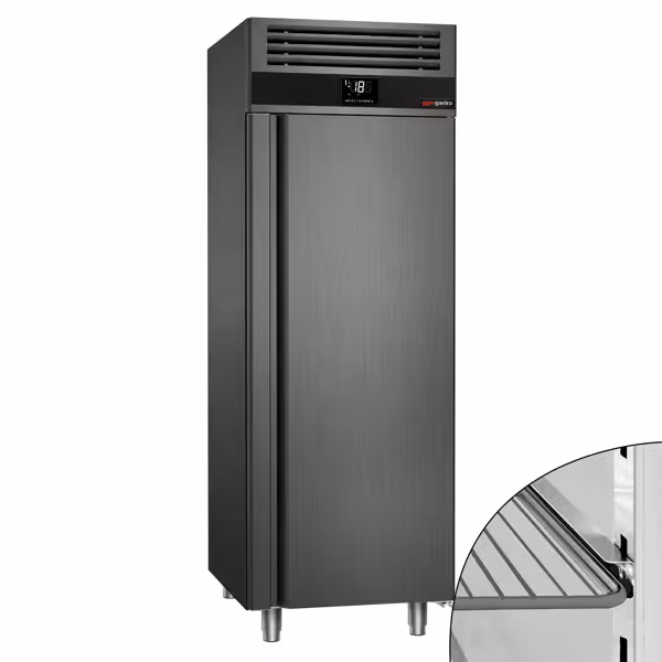 Szafa mroźnicza PREMIUM – stal nierdzewna – GN 2/1 – 700 L – z 1 drzwiami – antracytowa