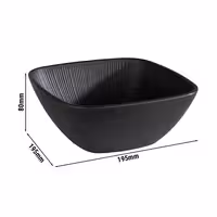 (6 adet) Kase - NERO - Melamin - 1,5L - köşeli - 195x195mm - Derinlik:80mm - Siyah
