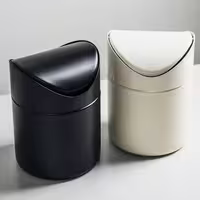 (6 adet) Çöp Kovası - Masaüstü - 1.2L - 120x120x170mm - Siyah - Paslanmaz Çelik