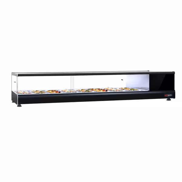 Witryna chłodnicza do tapas PREMIUM – 1727 x 405 x 247 mm – 8x GN 1/3 – od +4 do +8 °C – czarna