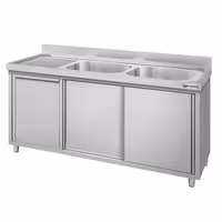 ECO umivaonik – 1600 x 600 mm – s košem za otpad i dvije zdjele s desne strane