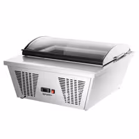 Countertop Ice Cream Display Freezer - 867mm - Static cooling - with LED lighting - for 4 x 5 litres Napoli pans - hinged glass lid