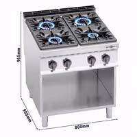 Plinski štednjak - Linija 900 - 800x900x965 mm - 34,5 kW - 4 plamenika - samostojeći