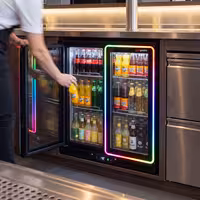 Bar hladnjak – 900 mm – 220 litara – s dvije LED vrata na šarkama za čaše – crna vanjska i unutarnja strana