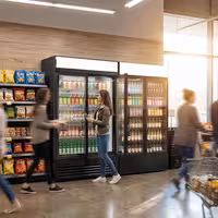 Commercial Beverage Display Fridge - 1295mm - 880 Litres - with 2 hinged glass doors - LED lighting - digital controller with temperature display - Black - Temperature range 2 to 8 °C