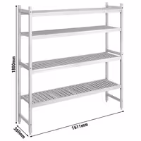 وحدة رفوف ألمنيوم - بداية - 1611x1800mm - عمق: 360 mm - 4 رفوف - الحمولة: 600 kg
