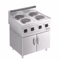 Elektroherd - 8 kW - 4 Platten Rund - inkl. Unterbau mit 2 Türen