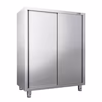 خزانة تخزين من الفولاذ المقاوم للصدأ PREMIUM - 1600x600mm - 2 أبواب منزلقة - الارتفاع: 1800mm