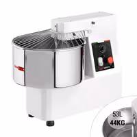 Spiralna miješalica za tijesto - 53 l / 44 kg - 1 brzina - s fiksnom posudom - s mehaničkim timerom - 400 V - za pizzu i kruh