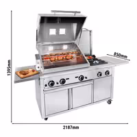 Barbacoa de gas de piedra volcánica - 22,5kW|2187mm - De pie - 850 fondo