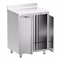 Rozsdamentes acél munkaszekrény - 800x600 mm - nyílóajtós, 2 ajtós – hátsó felhajtással