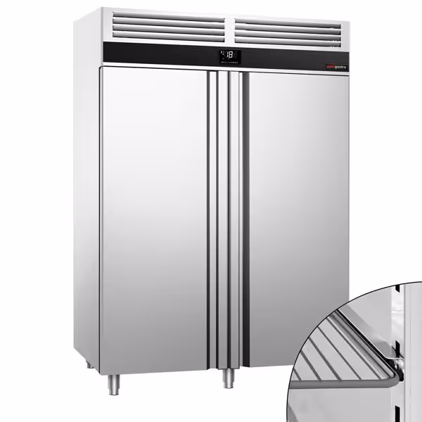 Szafa mroźnicza PREMIUM – stal nierdzewna – GN 2/1 – 1400 L – z 2 drzwiami – z izolacją 60 mm
