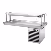 Pjanċa ta' tkessiħ integrata – 1500 mm – +2 sa +8 °C – 4x GN 1/1 – 450 watt – b'protezzjoni tal-ħġieġ