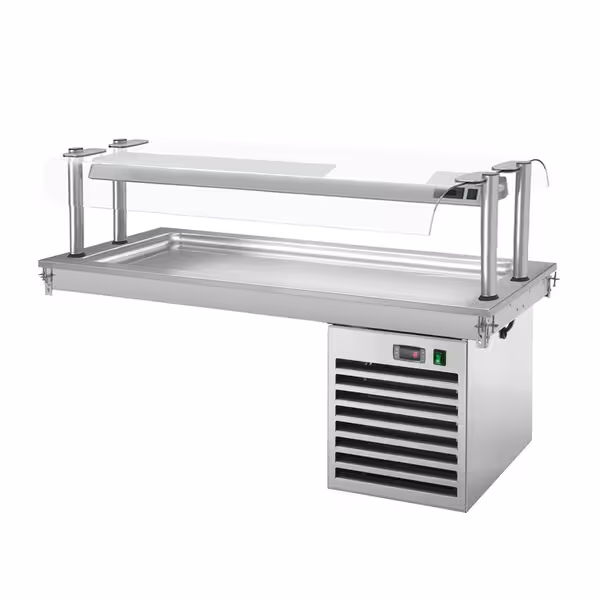 Sisäänrakennettava kylmälevy - 1500 mm - +2–+8 °C - 4 x GN 1/1 - 450 W - kaksipuoleinen lasisuoja