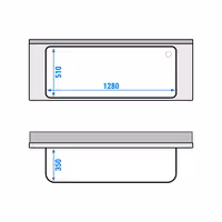 Grovdiskbänk i rostfritt stål ECO - 1600x600 mm - med underhylla - 1 ho mitten - extra djup ho - med stänkskydd