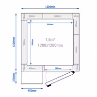 Zamrzivačka komora - 1200x1200 mm - 1,60 m³ - uklj. zamrzivački agregat i PVC lamele - -20/-10 °C