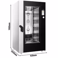 Commercial Electric Combi Oven - Touchscreen Controls - 20x GN 1/1 - incl. Automatic washing system, Core temperature probe & Trolley