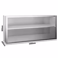 Edelstahl Wandhängeschrank PREMIUM - 2000x400mm - ohne Schiebetür - 800mm hoch