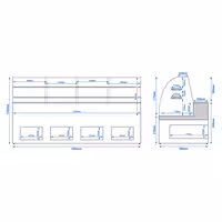 Serve Over Counter - 2560x985mm - with 4 doors - capacity 430 litres - curved front glass - LED lighting