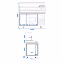 Table réfrigérée à pizza Premium PLUS - 1490x700 mm - avec 1 porte & 3 tiroirs - incl. vitrine réfrigérée - 6x GN 1/4