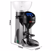 Commercial Coffee Grinder - 1kg - 77dB - with Dispenser (Doser) - Silver