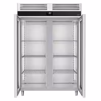 Szafa mroźnicza PREMIUM – stal nierdzewna – GN 2/1 – 1400 L – z 2 drzwiami szklanymi