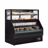 Comptoir vitrine réfrigérée Helsinki - 1500x800mm - 251L - 4 étagères - +2/+8°C - Portes coulissantes vitrées