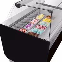 Ice Cream Display Freezer | LIAM - 1560mm - Static cooling - with LED lighting - for 13+13 x 5 litres Napoli pans - Black