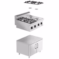 Plinski štednjak - Linija 700 - 800x700x1000 mm - 23 kW - 4 plamenika - samostojeći