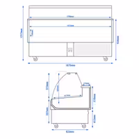 Halpult / Csemegepult - 1875x880 mm - statikus - hajlított frontüveges