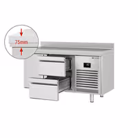 Aukstuma galds PREMIUM PLUS - 1468x600 mm - 250 l - ar 1 durvīm - ar 2 atvilktnēm - Ar apmali