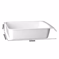 (6 adet) Gastronorm Küvet GN 1/2 - Melamin - CASCADE - 3,65L - köşeli - 325x265mm - Derinlik:75mm - Beyaz