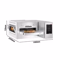 Gas Conveyor Pizza Oven - 1980x2450mm (78"x96") - for Ø 30cm (12") pizza - 230V Single Phase - Touchscreen Controls - Belt width: 1000mm (39") - up to 350°C