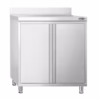 طاولة عمل ستانلس ستيل KOPENHAGEN PREMIUM - 800x600mm - مع أبواب مفصلية & مع حاجز خلفي