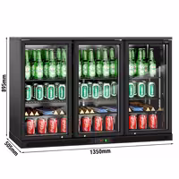 Commercial Back Bar Cooler - 1350mm - 320L - with 3 glass hinged doors - Black
