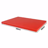 Neslīdošs griešanas dēlis ar stoperiem - EN 600x400 mm - Biezums: 20 mm - Polietilēns (PE) - Sarkans - Trauku mazgājamajā mašīnā mazgājams - HACCP atbilstošs