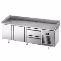 Table réfrigérée à pizza Premium PLUS - 1980 x 700 mm - avec 1 porte et 4 tiroirs