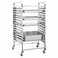 Inox kolica za GN plehove - za 16 GN 2/1 - kotači Ø 125 mm (2 s kočnicom)