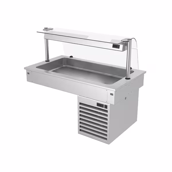 Upotettava kylmäallas - 1000 mm - +2–+8 °C - 3 GN 1/1-astiaa - 190 W - lasikupu