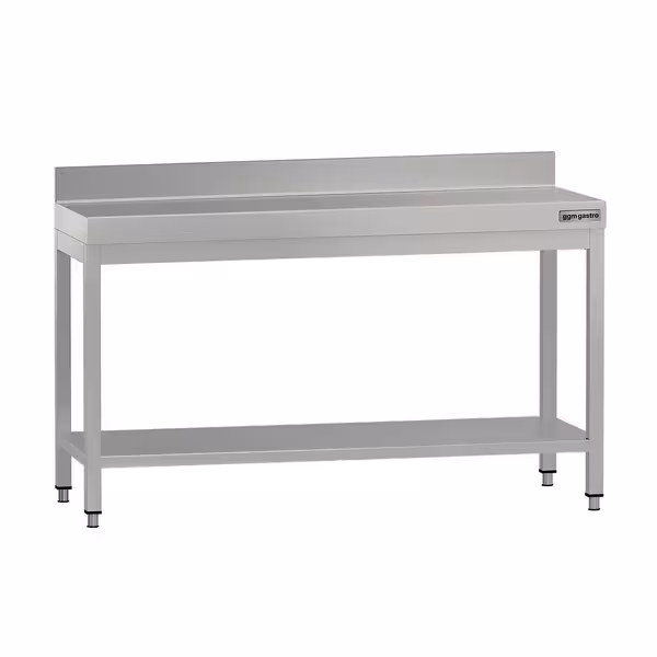 طاولة عمل ستانلس ستيل ECO - 1500x600mm - مع رف سفلي & حاجز خلفي