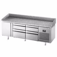 Table réfrigérée à pizza Premium PLUS - 1980 x 700 mm - avec 1 porte et 4 tiroirs