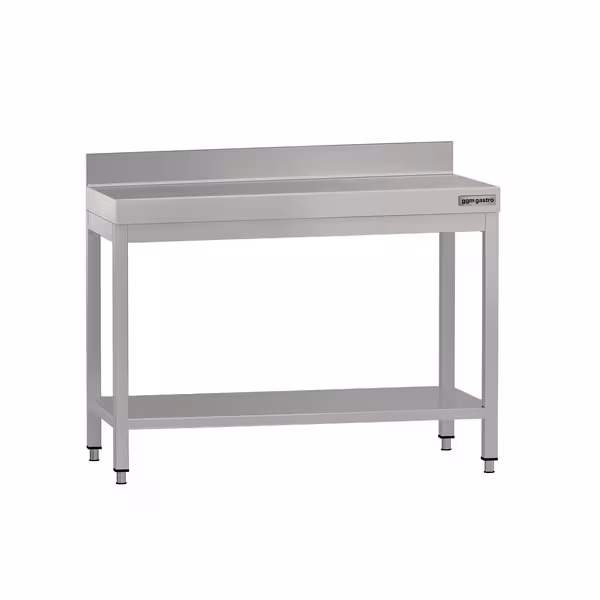طاولة عمل ستانلس ستيل ECO - 1000x600mm - مع رف سفلي & حاجز خلفي