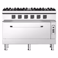 Cocina a gas - 49kW - 6 fuegos - con horno de gas estático - 10kW