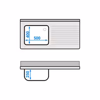 Sudoper s ormarićem ECO - inox - 1200 x 600 mm - s 1 koritom - korito lijevo