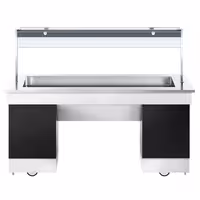 Hot buffet counter – with bain-marie – 2000 mm – for 5x GN 1/1 – incl. castors