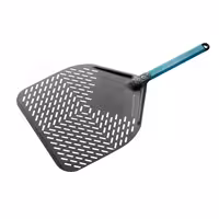 Lopata za pizzu - EVOLUZIONE - anodizirani aluminij - ojačana lopata - 300x300 mm - perforirana - tvrda anodizacija (S.H.A.) - drška aluminijska